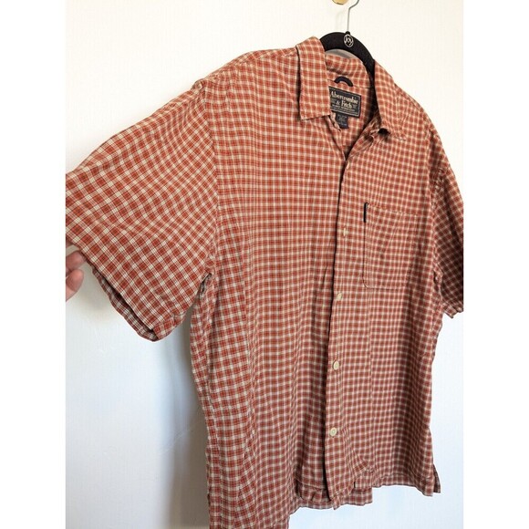 Abercrombie‎ and Fitch Mens Orange Plaid Button Up Top Large - Picture 4 of 10